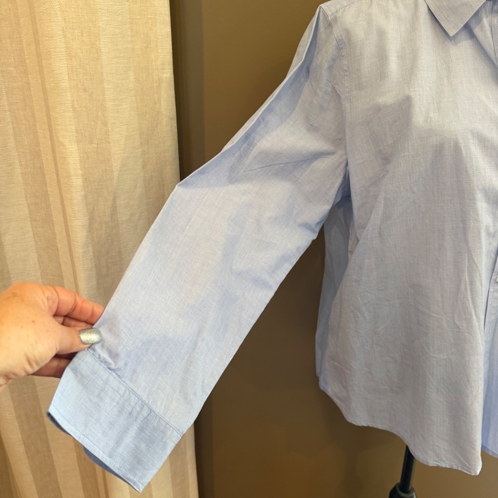 Talbots Women's Blue Long Sleeve Wrinkle Resistant Button Up Shirt, Size XL - Picture 5 of 10